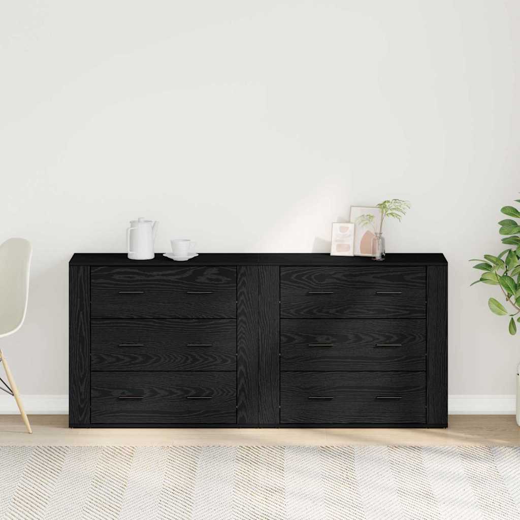 Sideboards 2 Stück Schwarze Eiche Holzwerkstoff